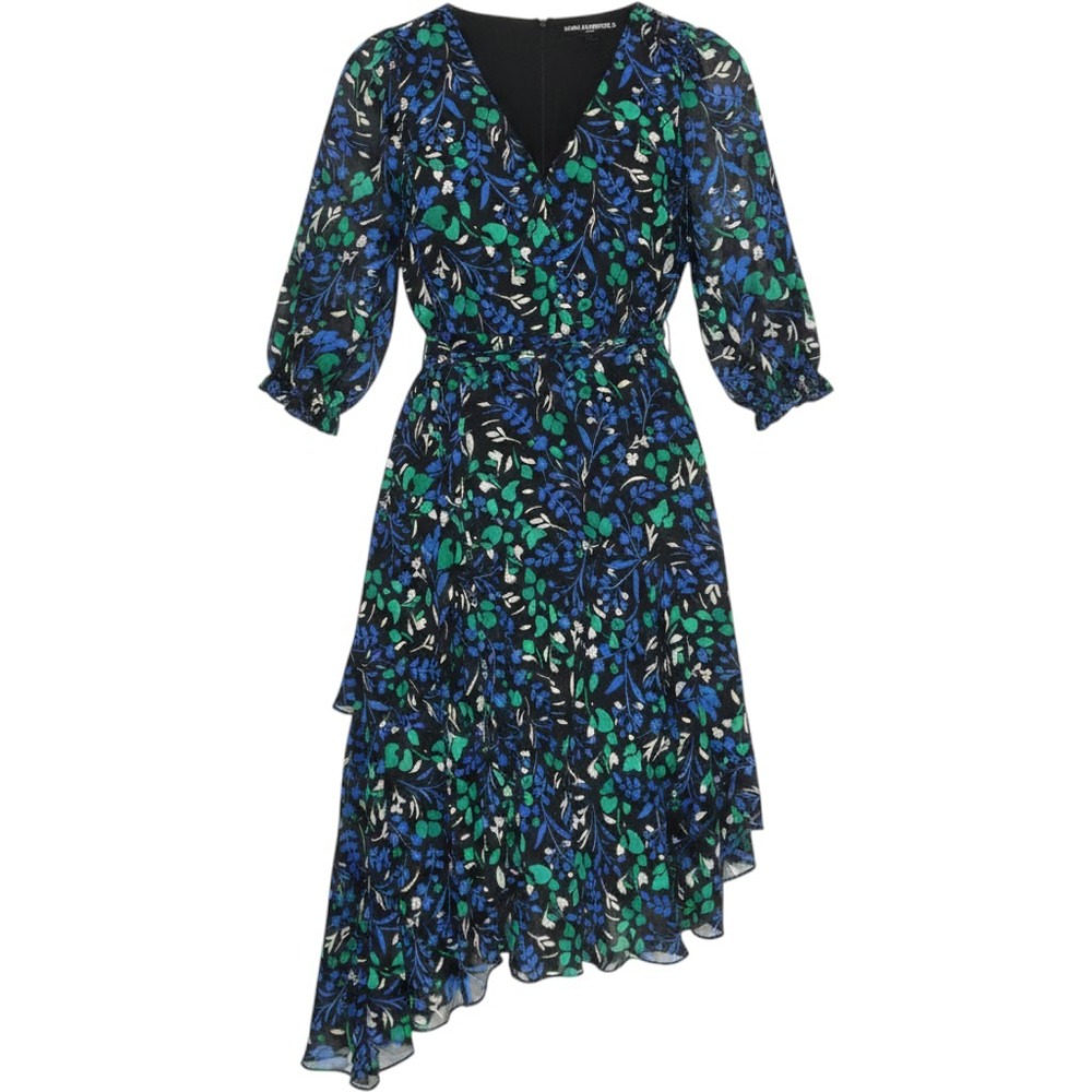 Karl Lagerfeld Paris Asymmetric Dress Women 8 M Button Up Tiered Chiffon Cottage